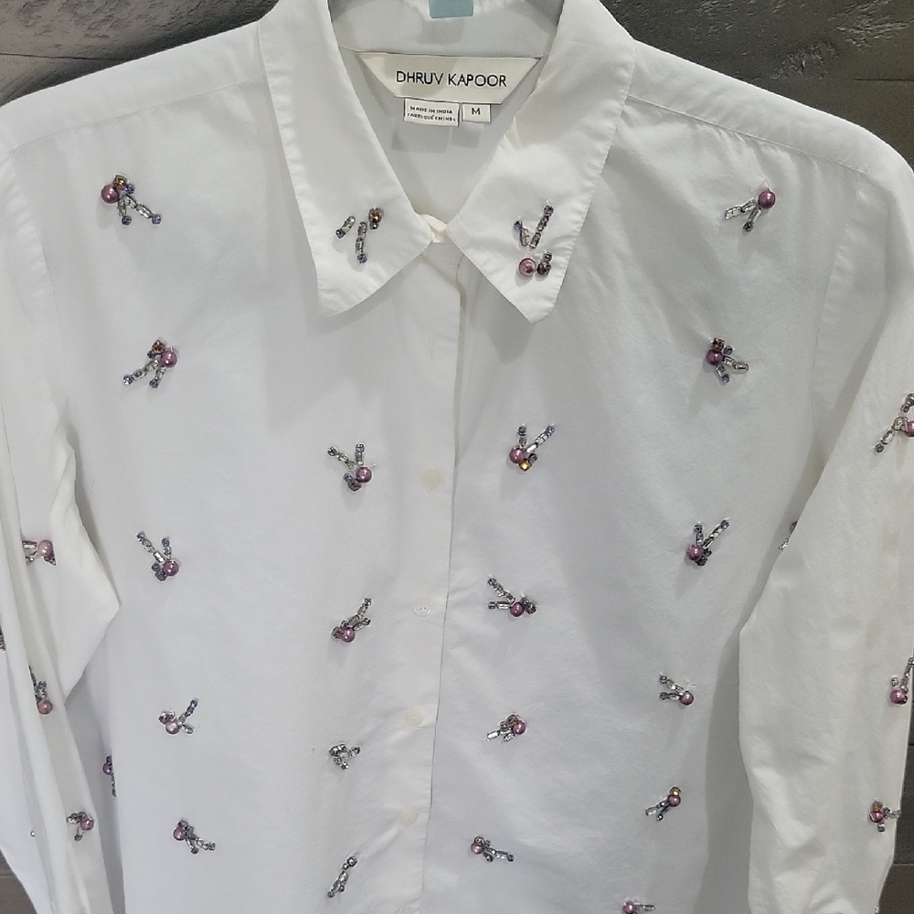 White Embellished Shirt by